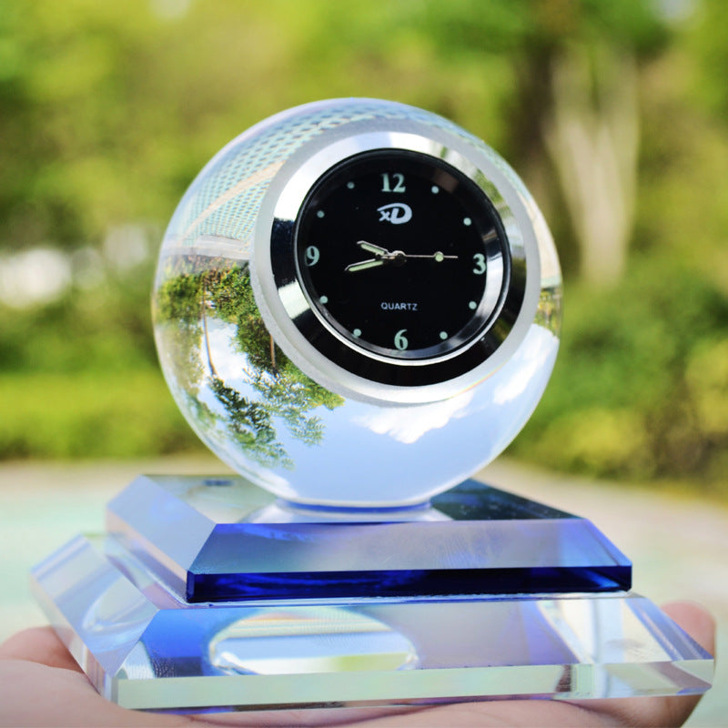 Car Perfume - Crystal Ball With Clock and Stand Blue Style