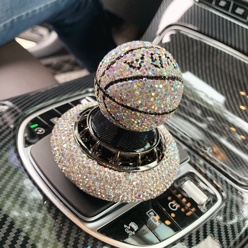 Solar Car Perfume Decoration Rotating Ball Ornament White